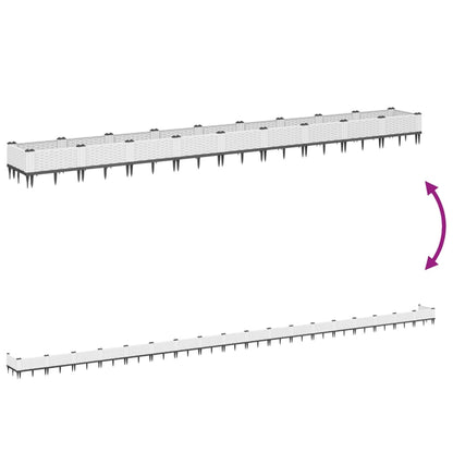 Garden Planter with Stakes White 362.5x42.5x28.5 cm PP