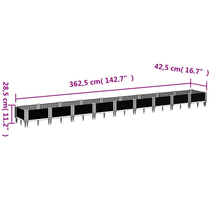 Garden Planter with Stakes White 362.5x42.5x28.5 cm PP