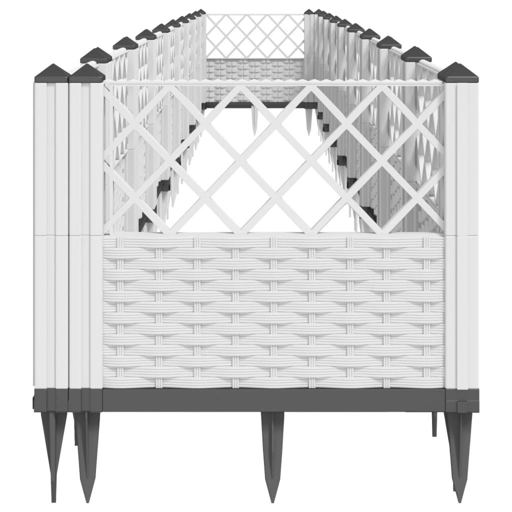 Garden Planter with Stakes White 363.5x43.5x43.5 cm PP