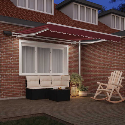 Tenda da Sole Retrattile Manuale con LED Bordò 300x250 cm - homemem39