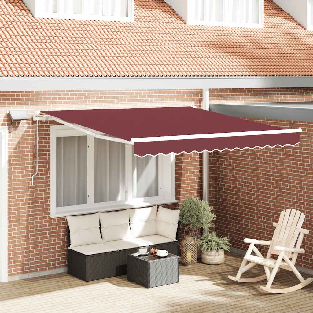 Tenda da Sole Retrattile Manuale con LED Bordò 300x250 cm - homemem39