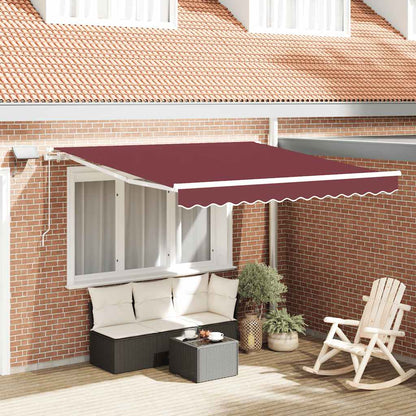 Tenda da Sole Retrattile Manuale con LED Bordò 300x250 cm - homemem39