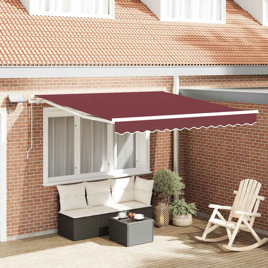 Tenda da Sole Retrattile Manuale con LED Bordò 300x250 cm - homemem39