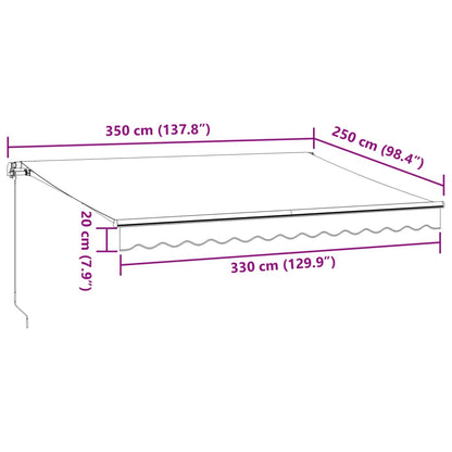 Tenda da Sole Retrattile Manuale con LED Bordò 350x250 cm | homemem39