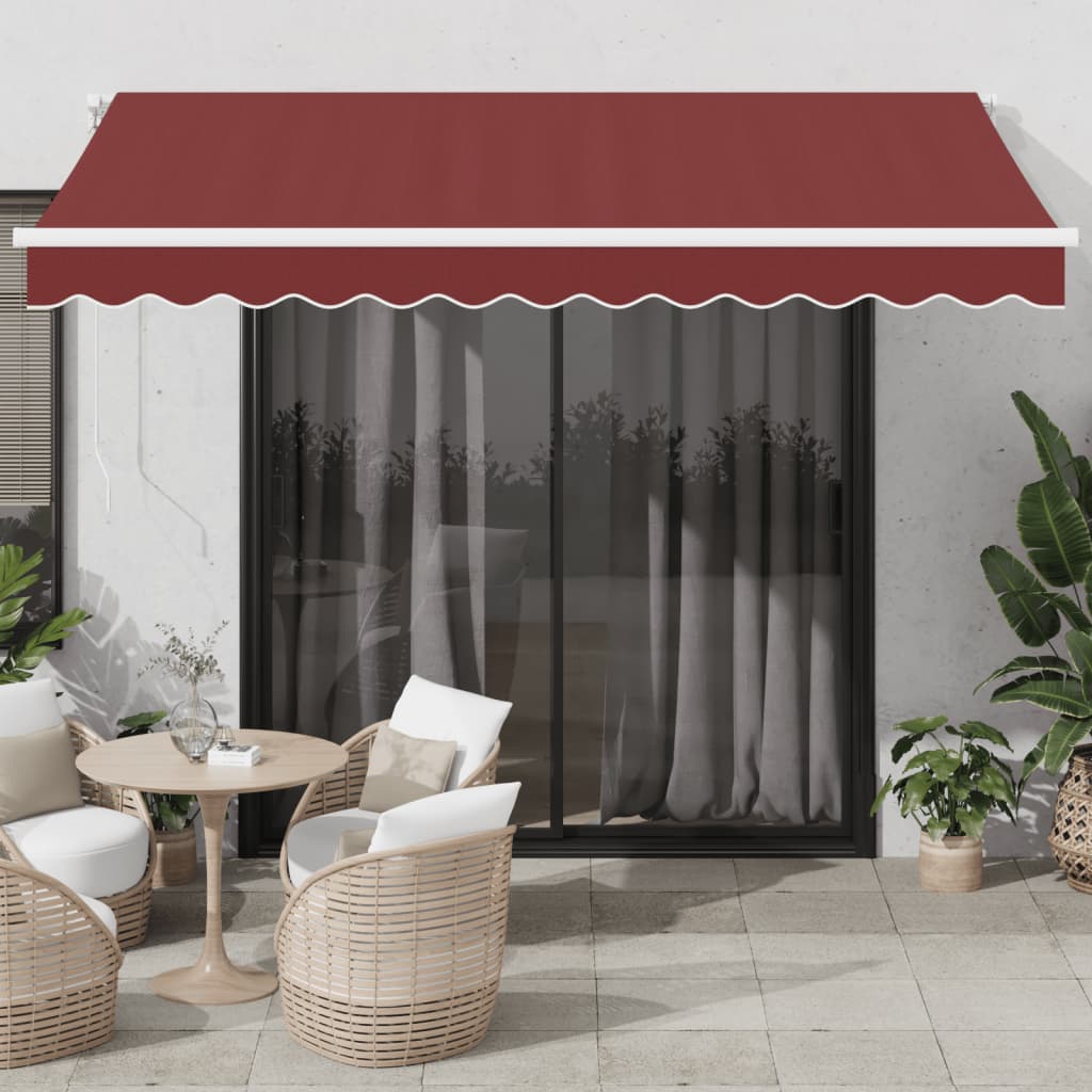 Tenda da Sole Retrattile Manuale con LED Bordò 350x250 cm | homemem39