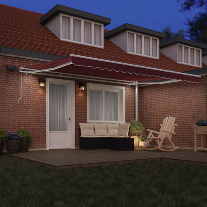 Tenda da Sole Retrattile Manuale con LED Bordò 450x300 cm | homemem39