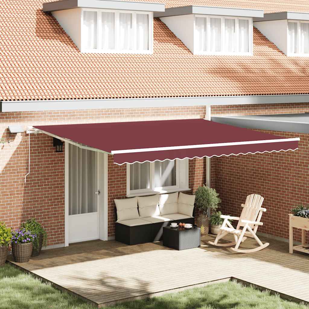 Tenda da Sole Retrattile Manuale con LED Bordò 450x300 cm | homemem39