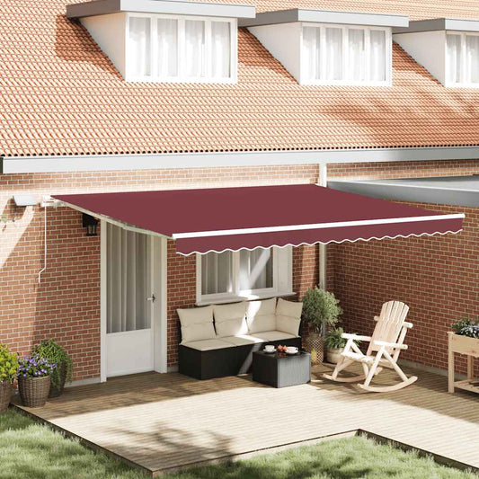 Tenda da Sole Retrattile Manuale con LED Bordò 450x300 cm - homemem39