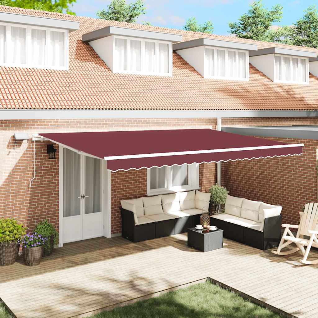 Tenda da Sole Retrattile Manuale con LED Bordò 500x300 cm | homemem39