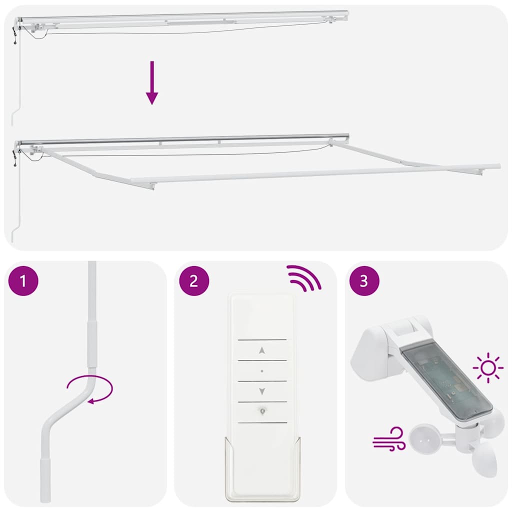 Tenda da Sole Retrattile Automatica con LED Bordò 500x300 cm | homemem39