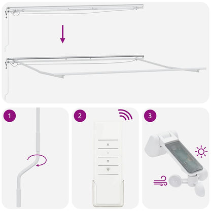 Tenda da Sole Retrattile Automatica con LED Bordò 500x300 cm | homemem39