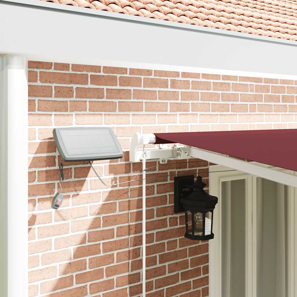 Tenda da Sole Retrattile Manuale con LED Bordò 600x300 cm | homemem39