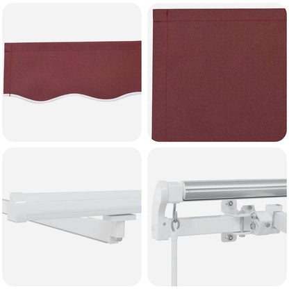 Tenda da Sole Retrattile Manuale con LED Bordò 600x300 cm | homemem39