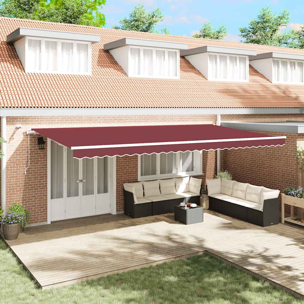 Tenda da Sole Retrattile Automatica con LED Bordò 600x300 cm | homemem39