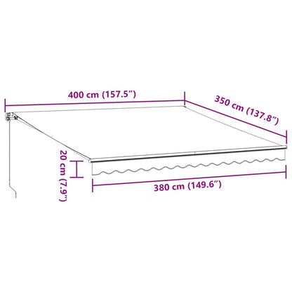 Tenda da Sole Retrattile Manuale Bordò 400x350 cm | homemem39