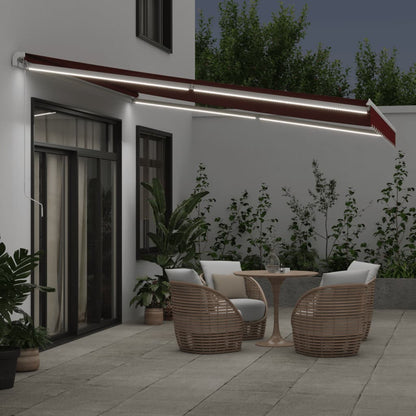 Tenda da Sole Retrattile Manuale con LED Bordò 400x350 cm | homemem39
