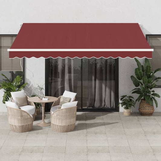 Tenda da Sole Retrattile Manuale con LED Bordò 400x350 cm | homemem39