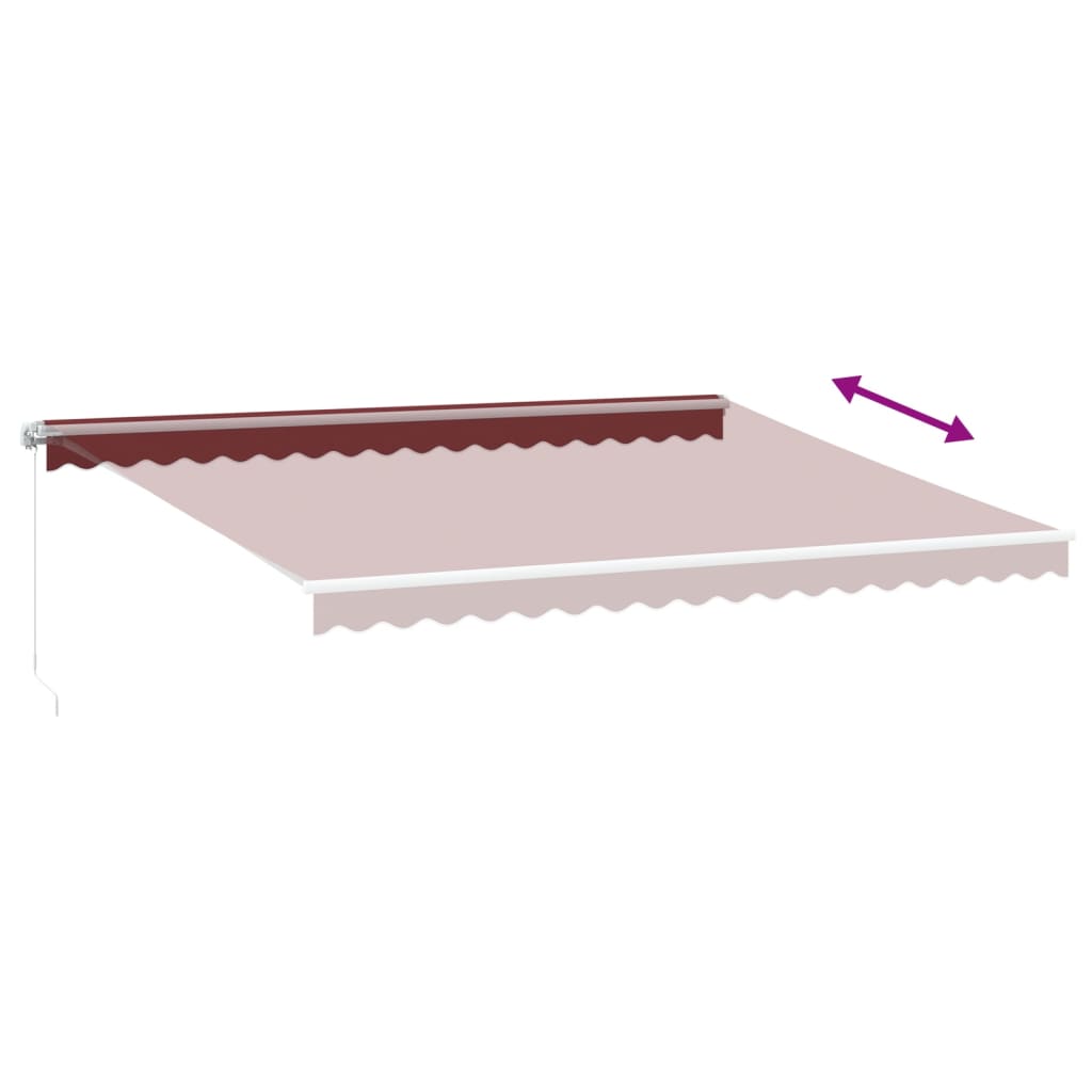 Tenda da Sole Retrattile Manuale con LED Bordò 450x350 cm | homemem39