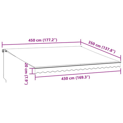 Tenda da Sole Retrattile Manuale con LED Bordò 450x350 cm | homemem39