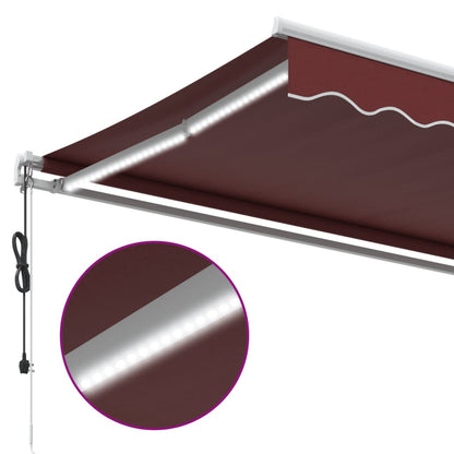 Tenda da Sole Retrattile Automatica con LED Bordò 450x350 cm | homemem39