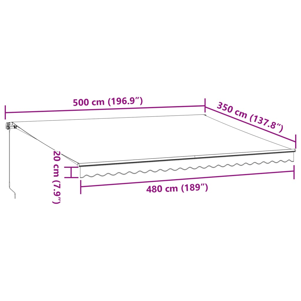 Tenda da Sole Retrattile Manuale Bordò 500x350 cm | homemem39