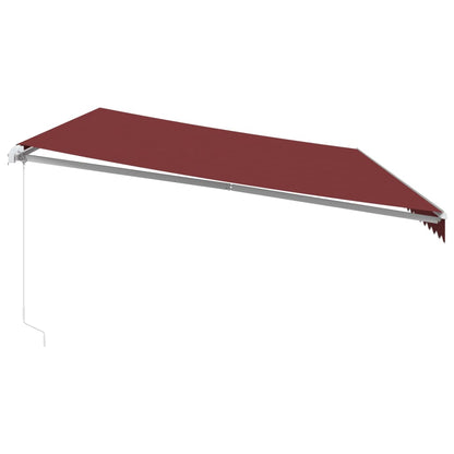 Tenda da Sole Retrattile Manuale con LED Bordò 600x350 cm | homemem39