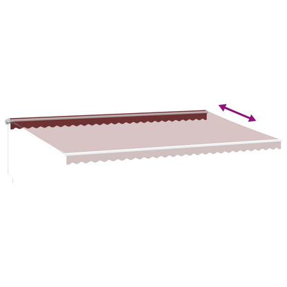 Tenda da Sole Retrattile Manuale con LED Bordò 600x350 cm | homemem39