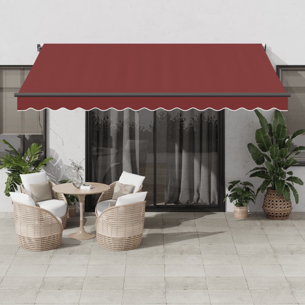 Tenda da Sole Retrattile Automatica con LED Bordò 400x350 cm | homemem39