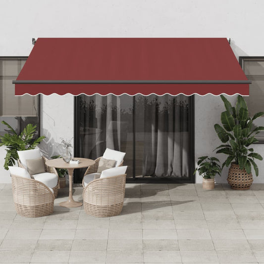 Tenda da Sole Retrattile Automatica con LED Bordò 400x350 cm - homemem39