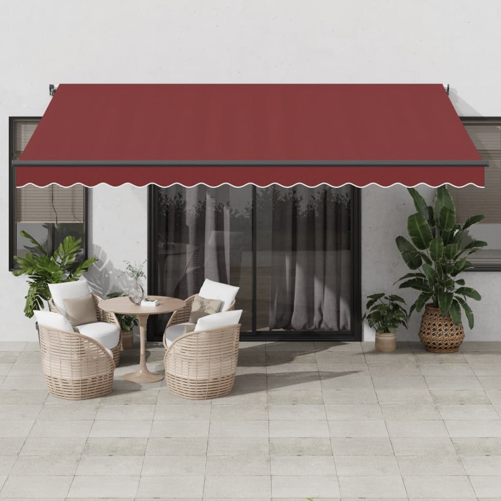 Tenda da Sole Retrattile Automatica con LED Bordò 450x350 cm | homemem39