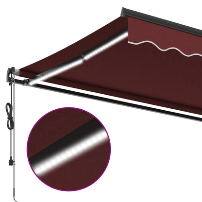 Tenda da Sole Retrattile Automatica con LED Bordò 600x350 cm | homemem39