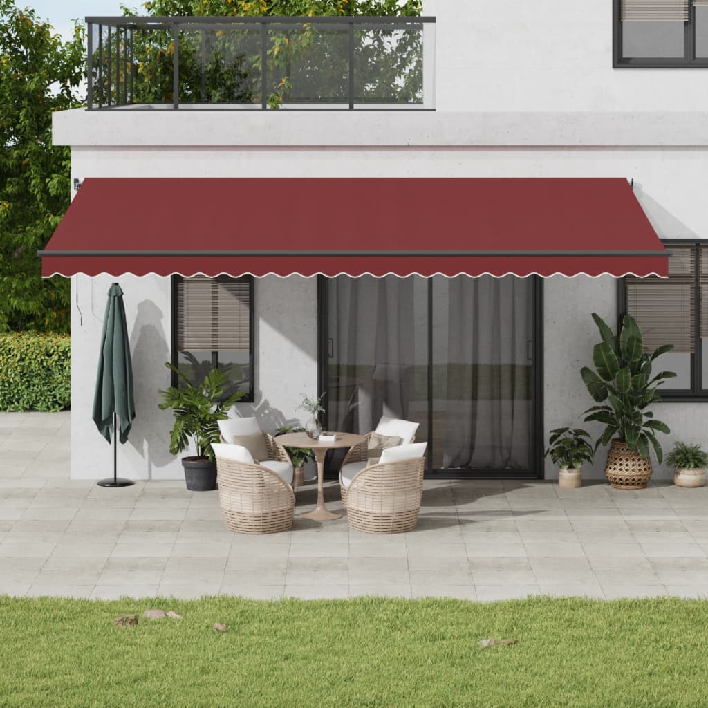 Tenda da Sole Retrattile Automatica con LED Bordò 600x350 cm | homemem39