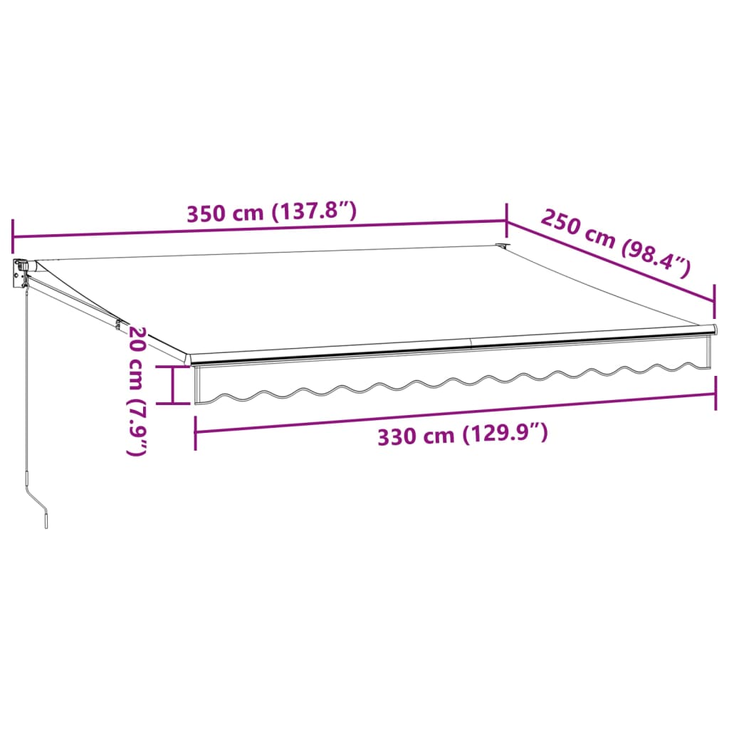 Tenda da Sole Retrattile Manuale Bordò 350x250 cm | homemem39