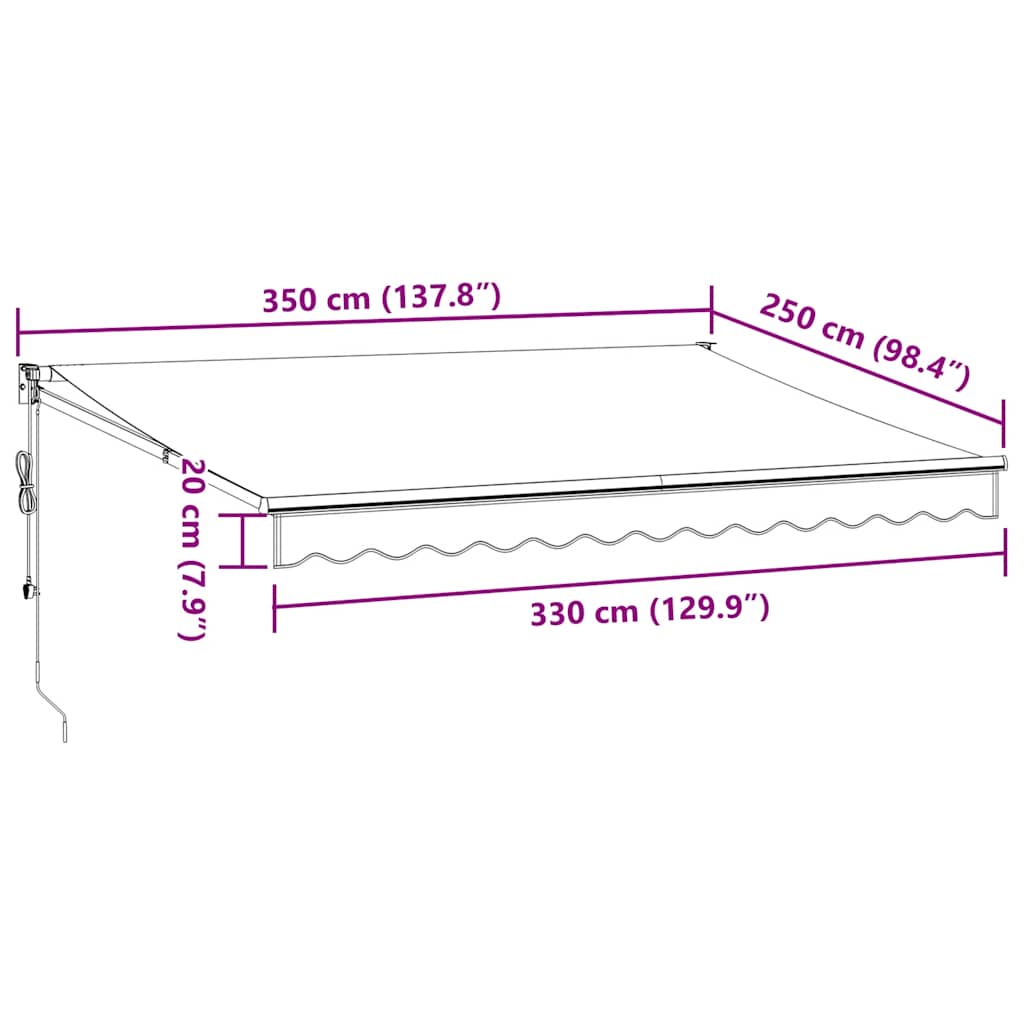 Tenda da Sole Retrattile Automatica Bordò 350x250 cm - homemem39