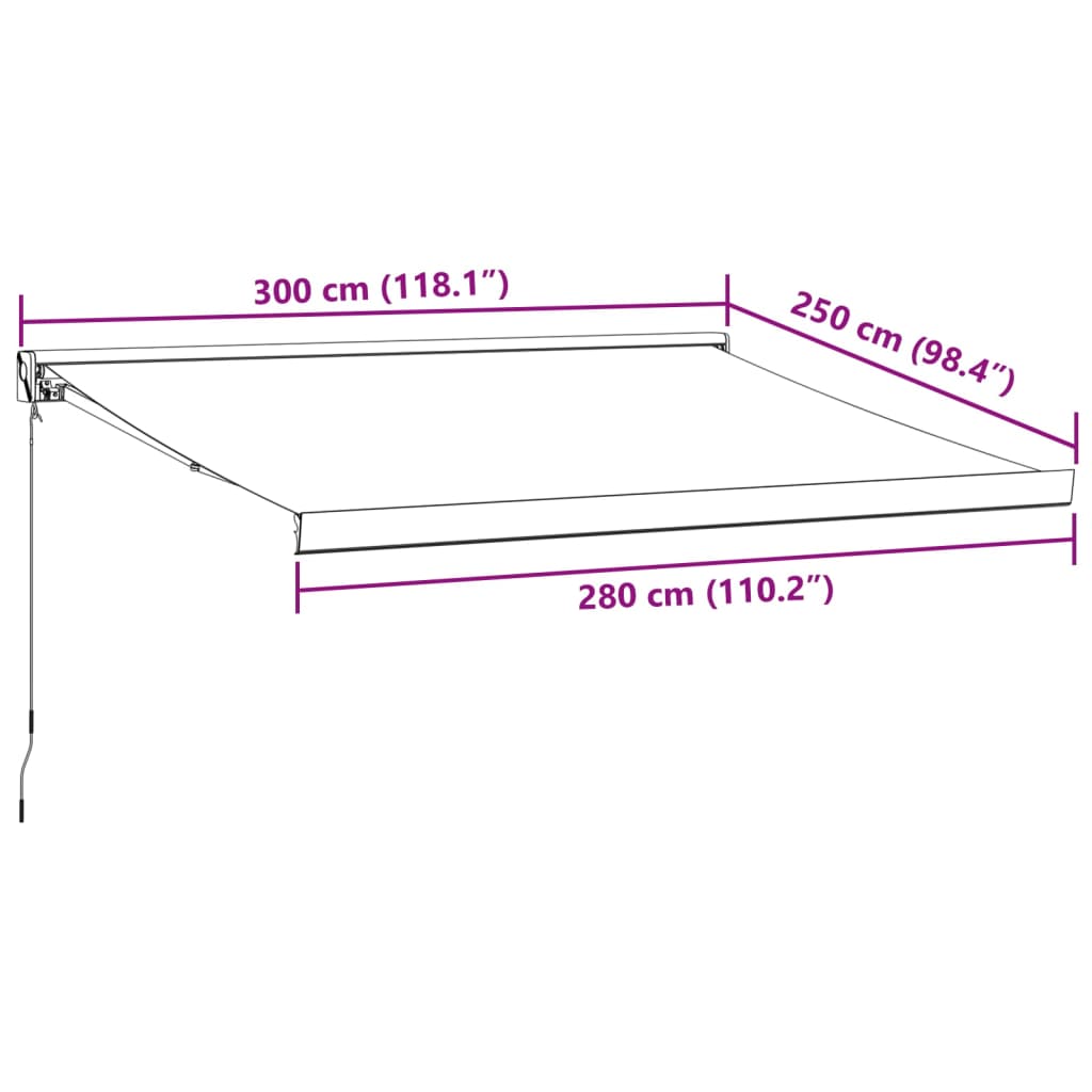 Tenda da Sole Retrattile Manuale Bordò 300x250 cm