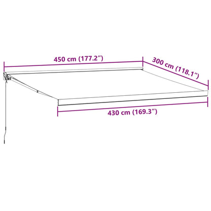 Tenda da Sole Retrattile Manuale Bordò 450x300 cm