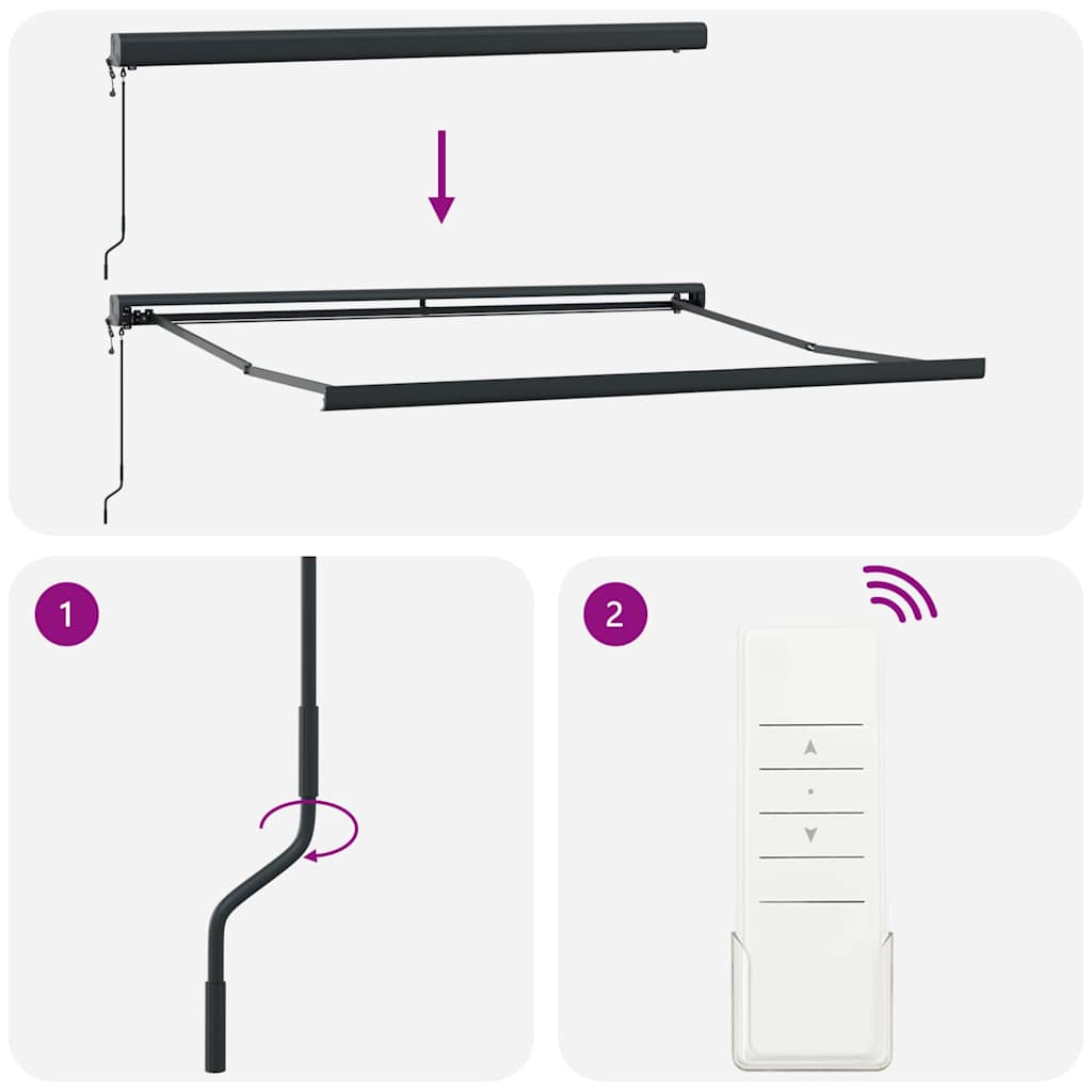 Tenda da Sole Retrattile Automatica Bordò 300x250 cm - homemem39