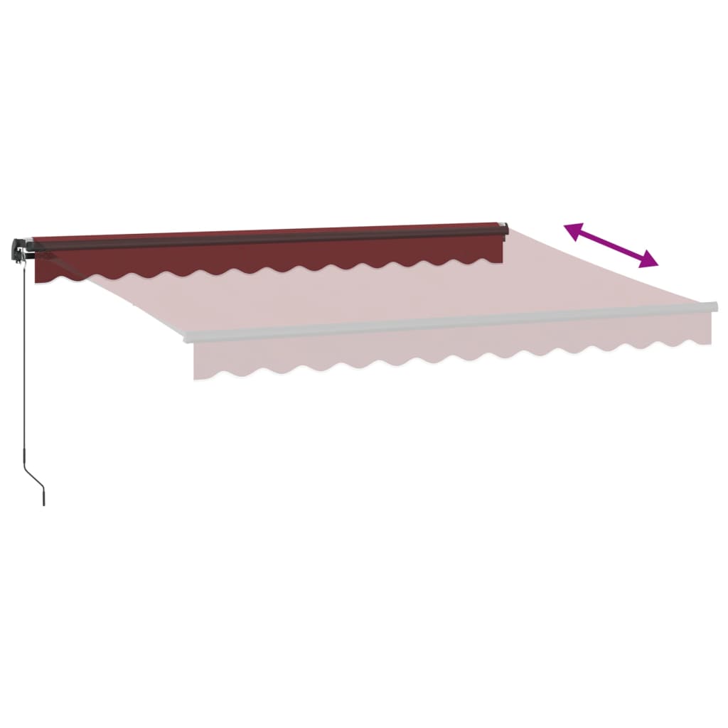 Tenda da Sole Retrattile Manuale con LED Bordò 350x250 cm