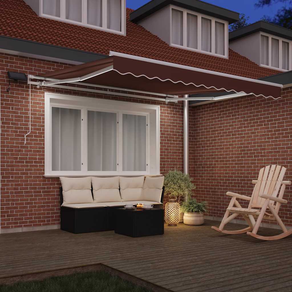 Tenda Retrattile Manuale con LED 300x250cm Marrone - homemem39