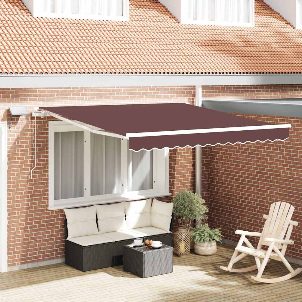 Tenda Retrattile Manuale con LED 300x250cm Marrone - homemem39
