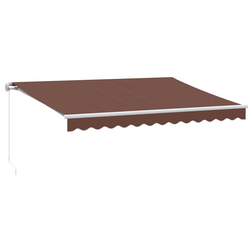 Tenda Retrattile Manuale con LED 350x250 cm Marrone | homemem39