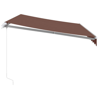 Tenda Retrattile Manuale con LED 350x250 cm Marrone | homemem39