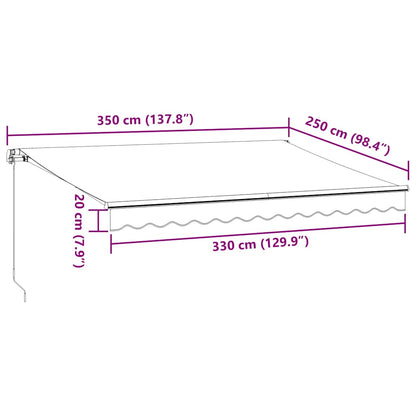 Tenda Retrattile Manuale con LED 350x250 cm Marrone | homemem39