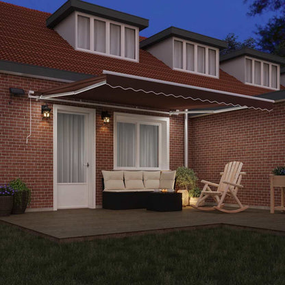 Tenda da Sole Retrattile Manuale con LED Marrone 400x300 cm
