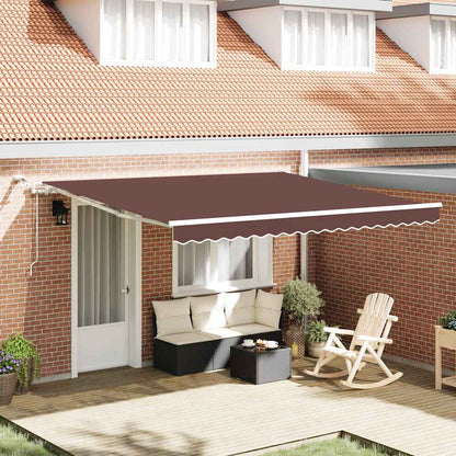 Tenda da Sole Retrattile Automatica con LED Marrone