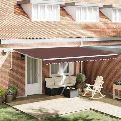 Tenda Retrattile Manuale con LED 450x300 cm Marrone | homemem39
