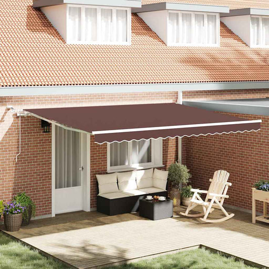 Tenda da Sole Retrattile Automatica con LED Marrone 450x300 cm - homemem39