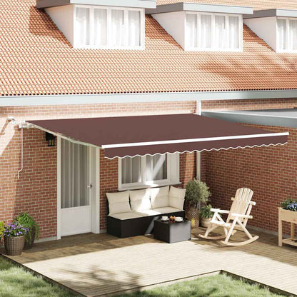 Tenda da Sole Retrattile Automatica con LED Marrone