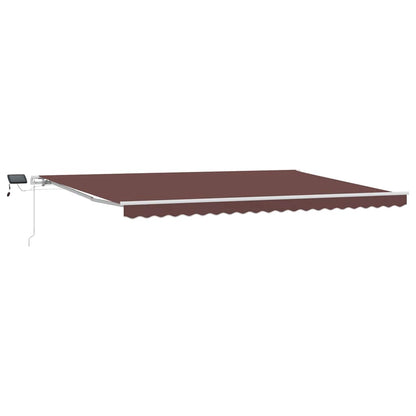 Tenda da Sole Retrattile Manuale con LED Marrone 500x300 cm