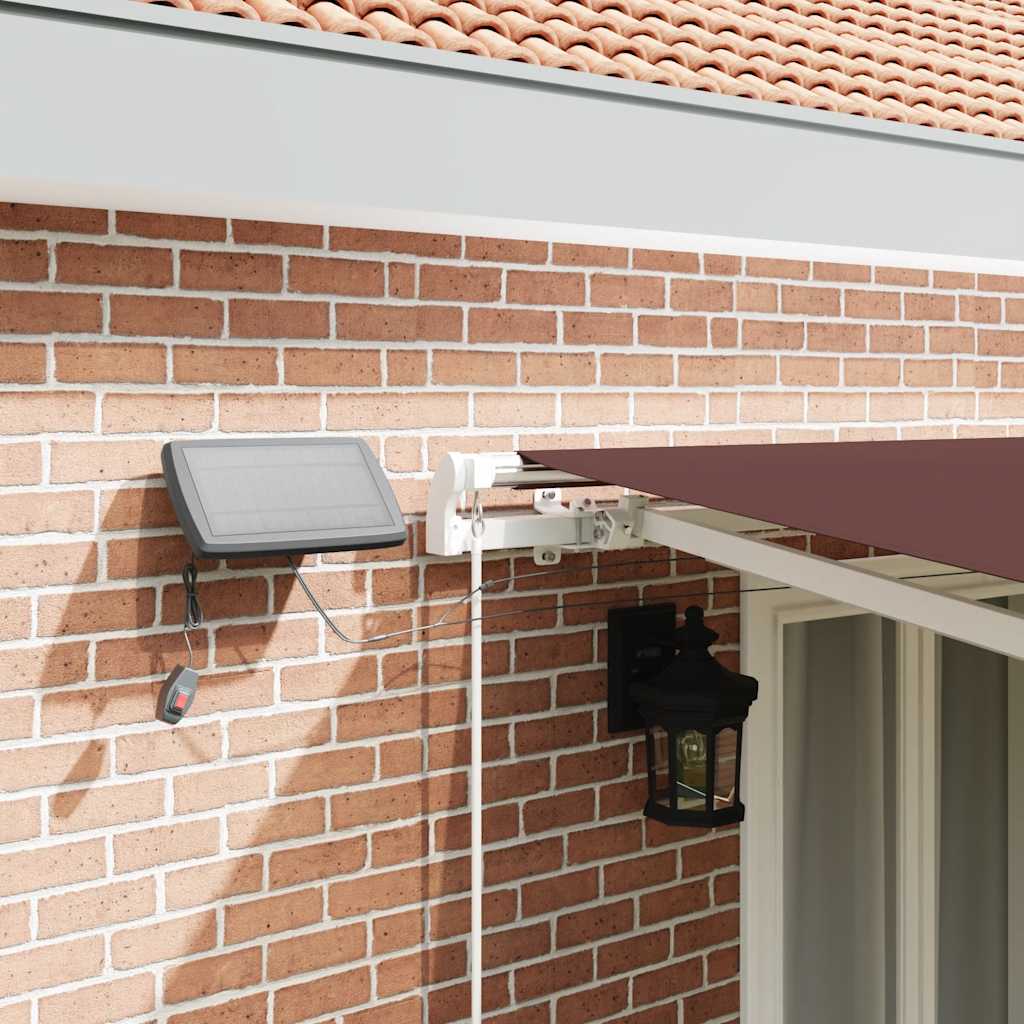Tenda da Sole Retrattile Manuale con LED Marrone 500x300 cm | homemem39